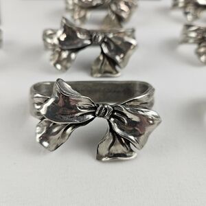 Seagull 8 Count Bow Ribbon Pewter Napkin Rings